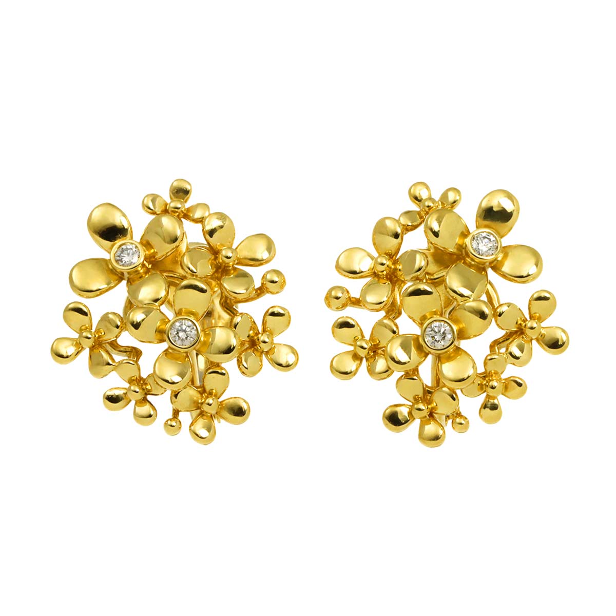 Diamond 0.04ct/0.04ct Earrings Clip on 18K YG 750
