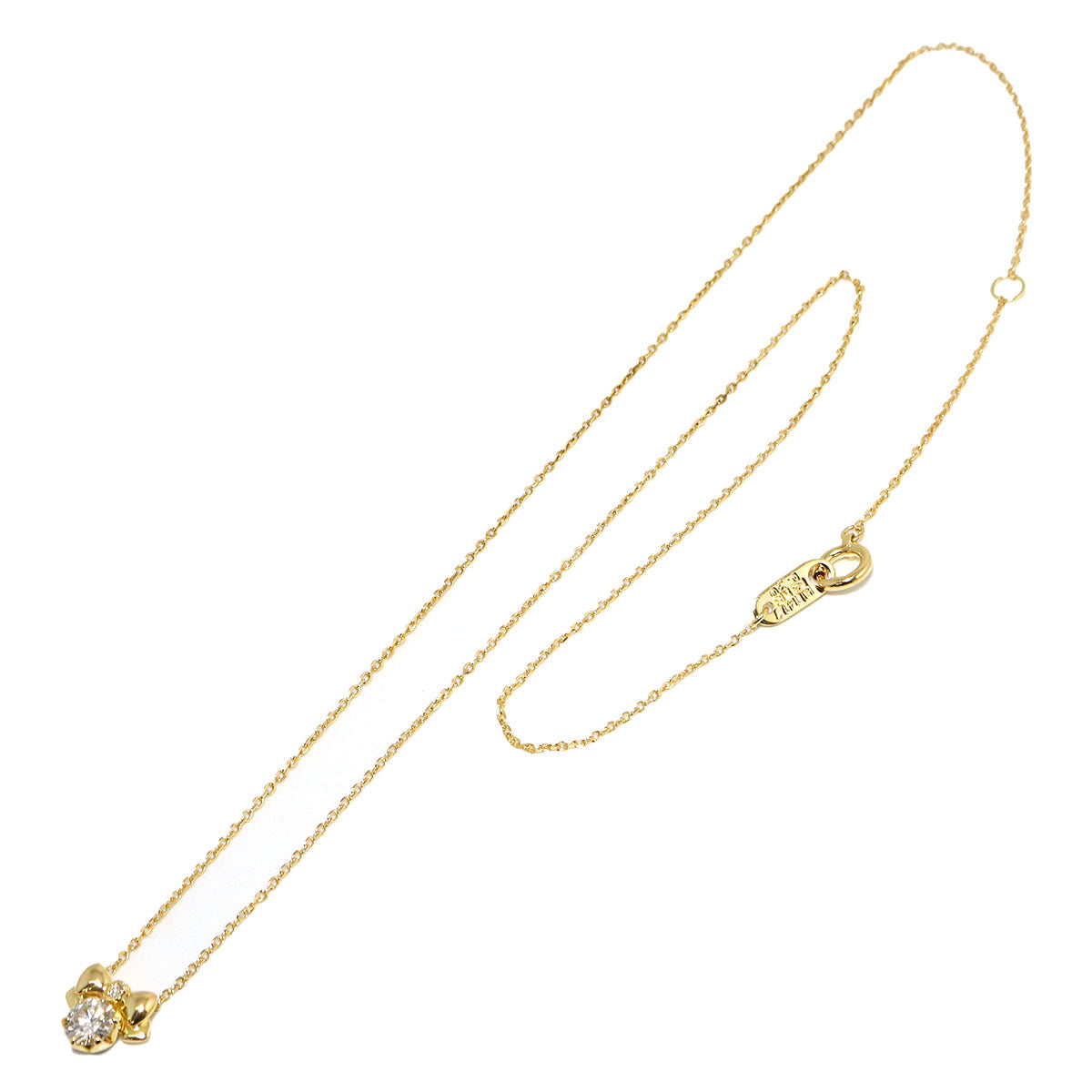 Diamond 0.30ct Ribbon Necklace 18K YG 750
