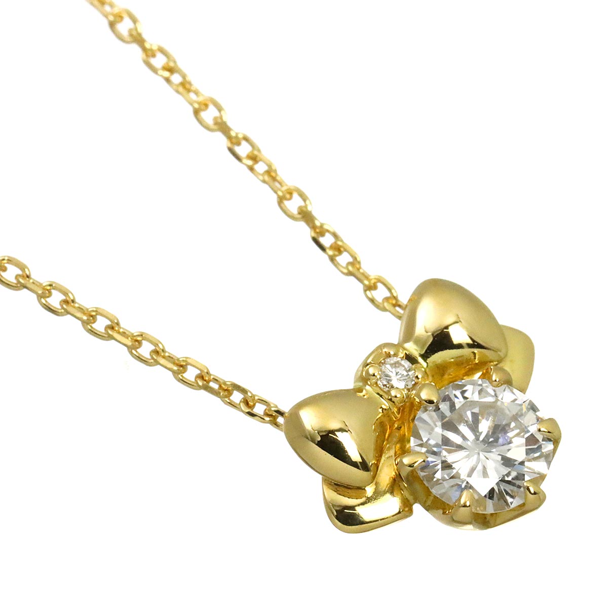 Diamond 0.30ct Ribbon Necklace 18K YG 750