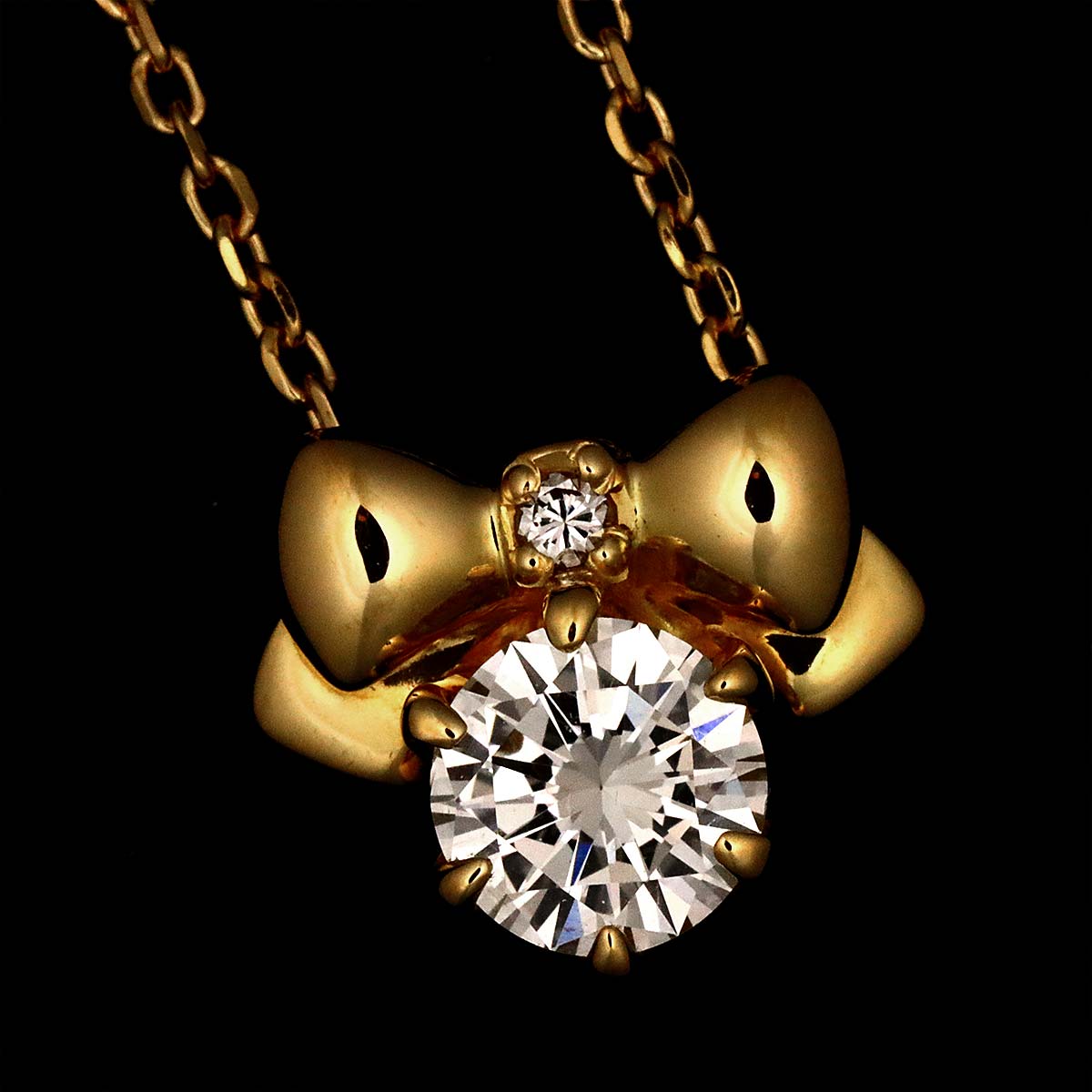 Diamond 0.30ct Ribbon Necklace 18K YG 750