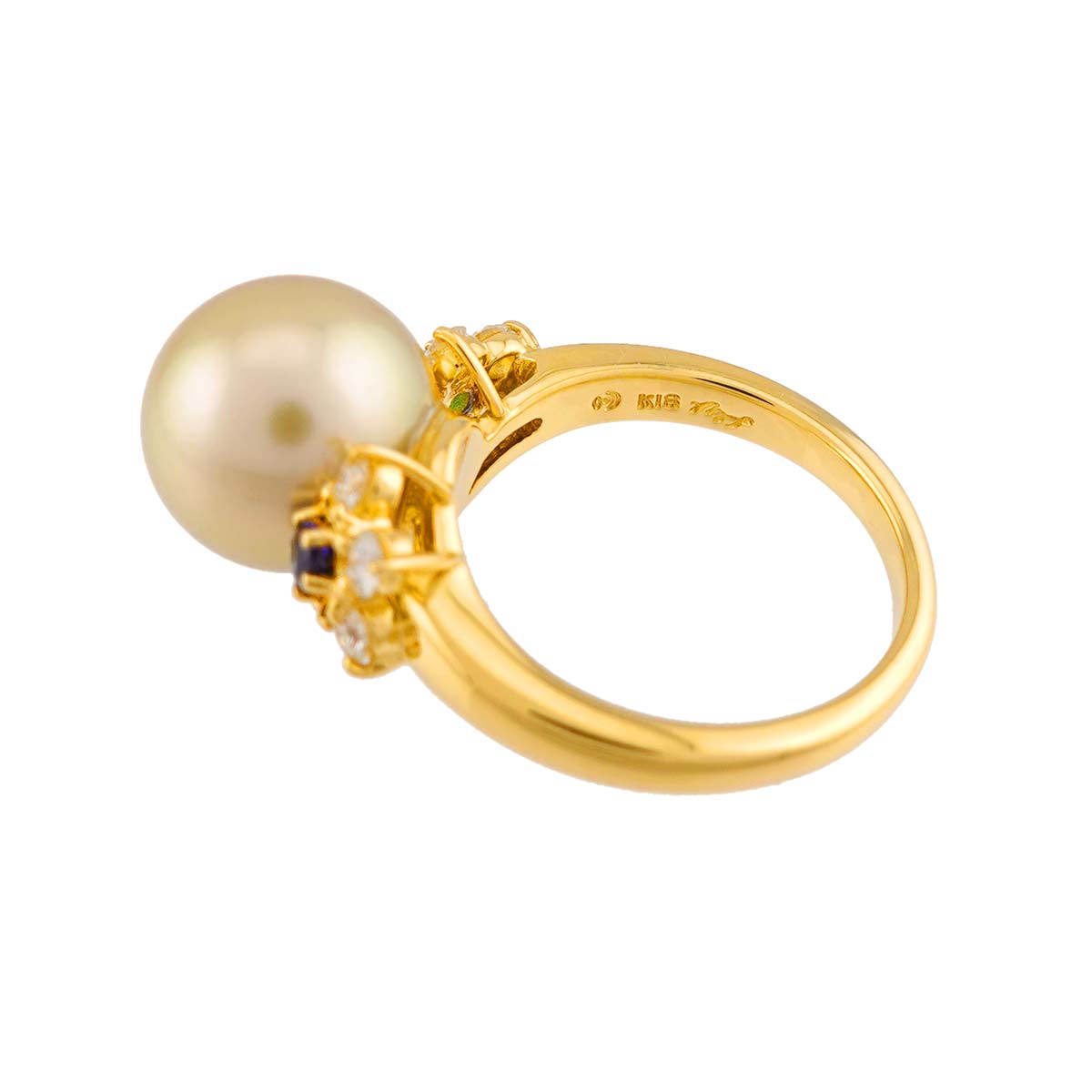 South Sea pearl Diamond 0.30ct Ring 18K YG 750 size6-6.25(US)