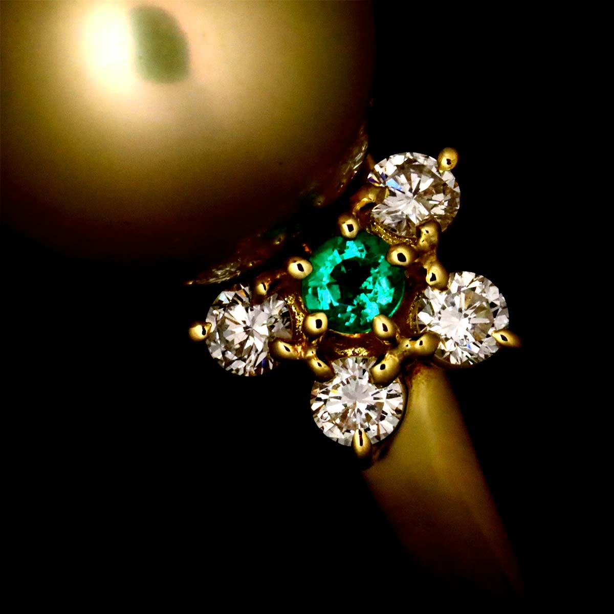 South Sea pearl Diamond 0.30ct Ring 18K YG 750 size6-6.25(US)