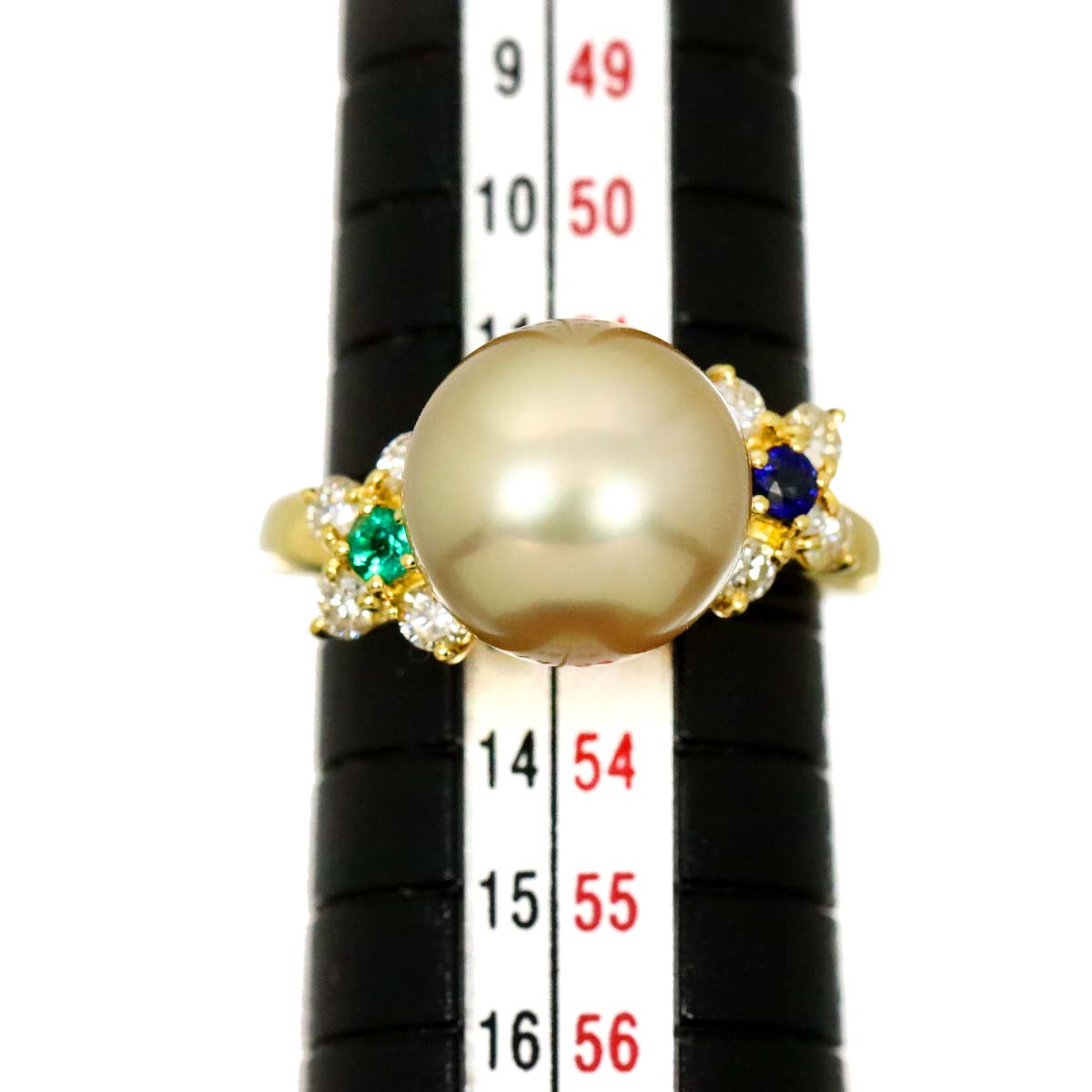 South Sea pearl Diamond 0.30ct Ring 18K YG 750 size6-6.25(US)
