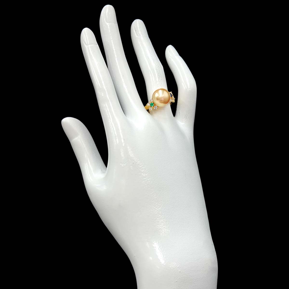 South Sea pearl Diamond 0.30ct Ring 18K YG 750 size6-6.25(US)