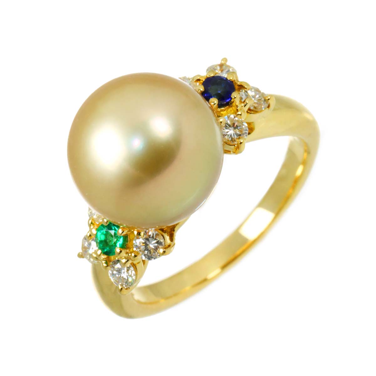 South Sea pearl Diamond 0.30ct Ring 18K YG 750 size6-6.25(US)