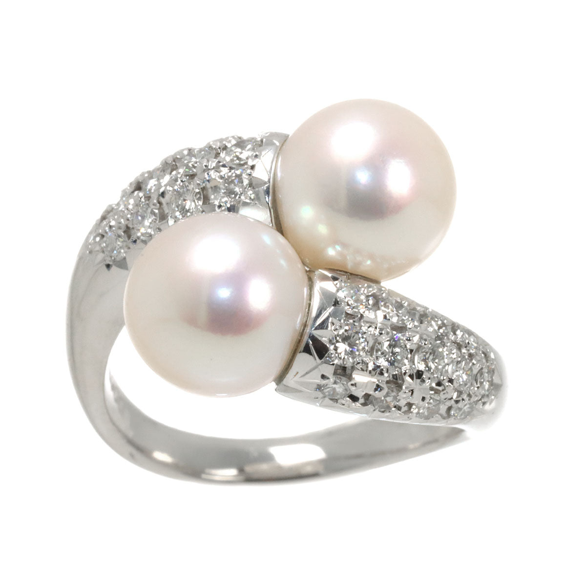 Akoya Pearl 8.3mm Diamond Ring Pt size5.5-5.75(US)