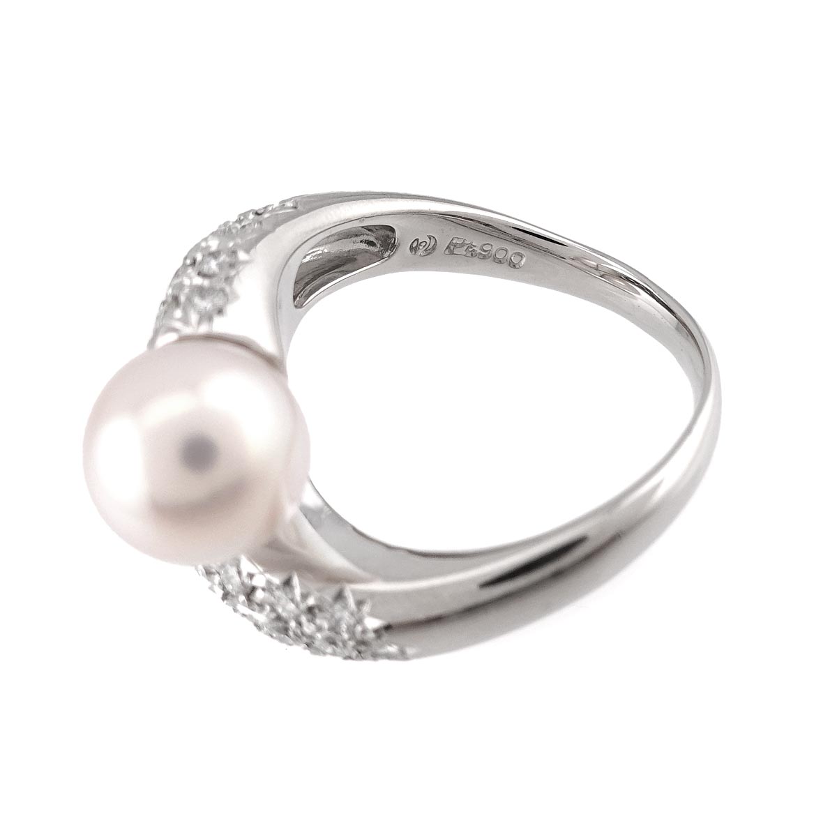 Akoya Pearl 8.3mm Diamond Ring Pt size5.5-5.75(US)