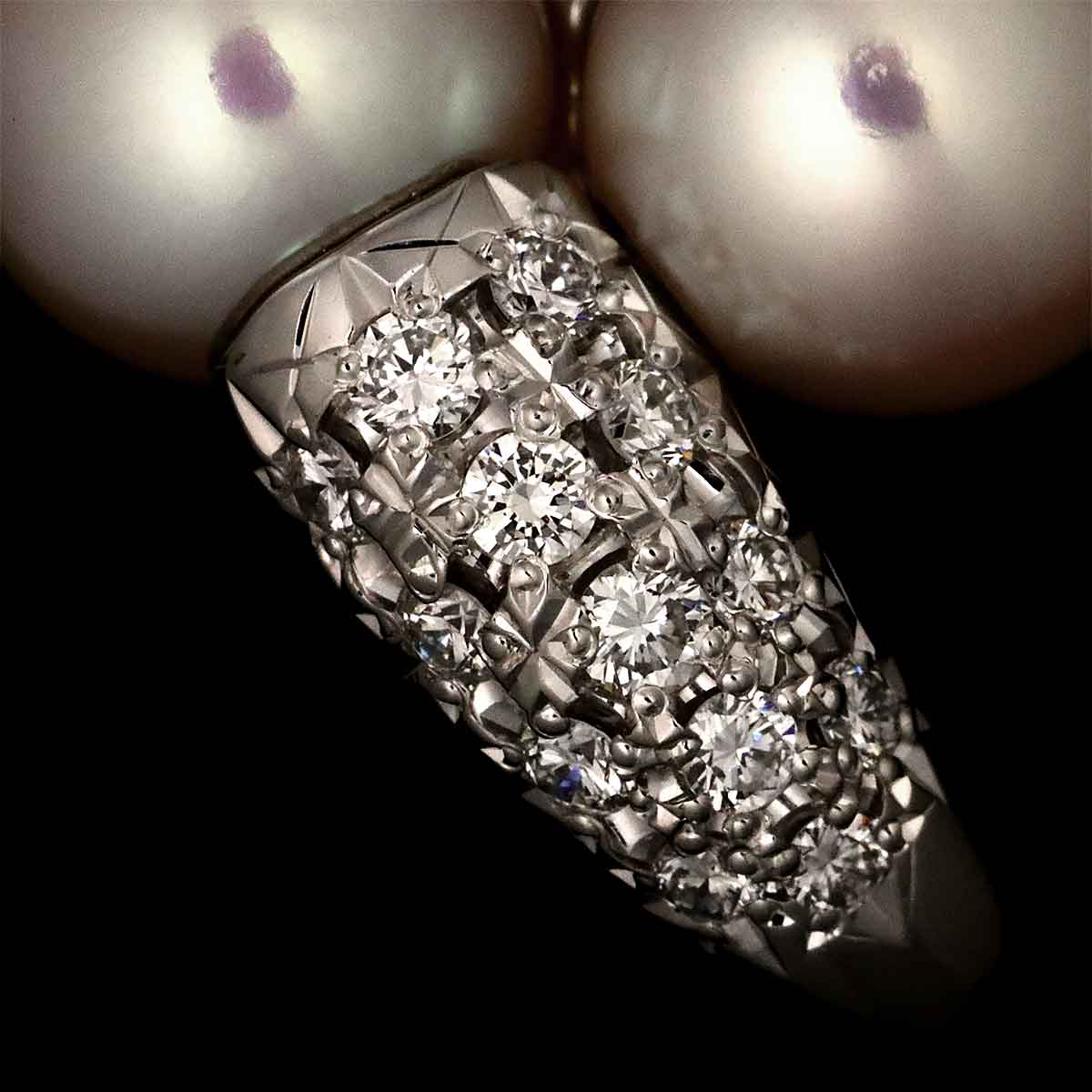 Akoya Pearl 8.3mm Diamond Ring Pt size5.5-5.75(US)