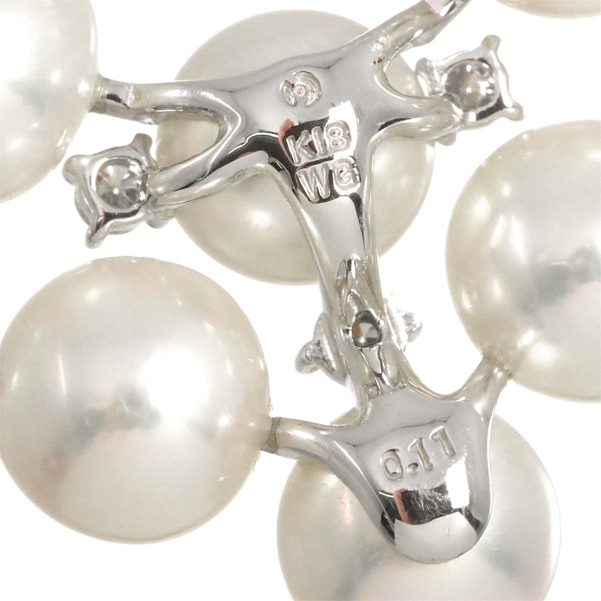 Akoya Pearl 7.6-7.0mm Diamond 0.11ct Necklace 18K WG 750