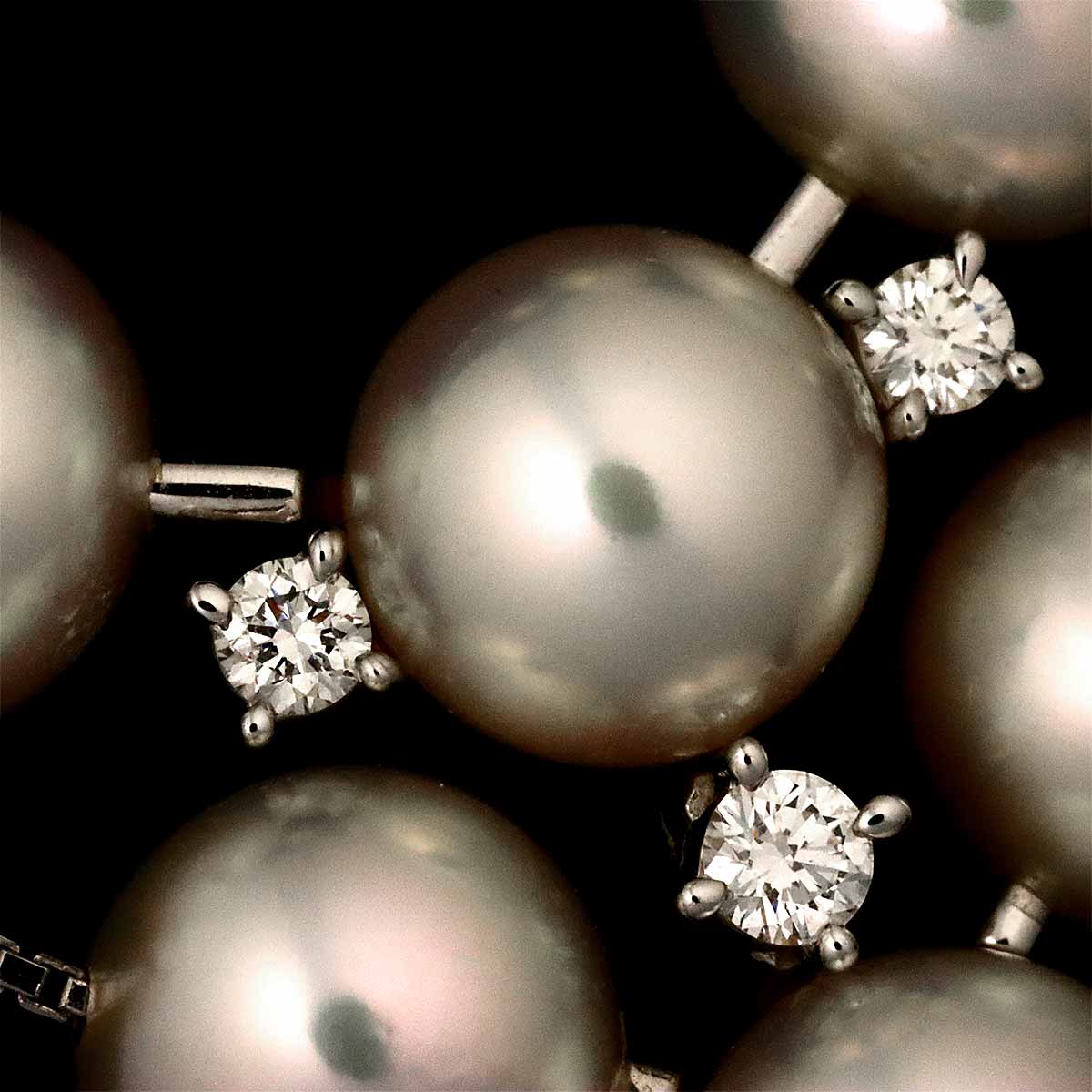 Akoya Pearl 7.6-7.0mm Diamond 0.11ct Necklace 18K WG 750