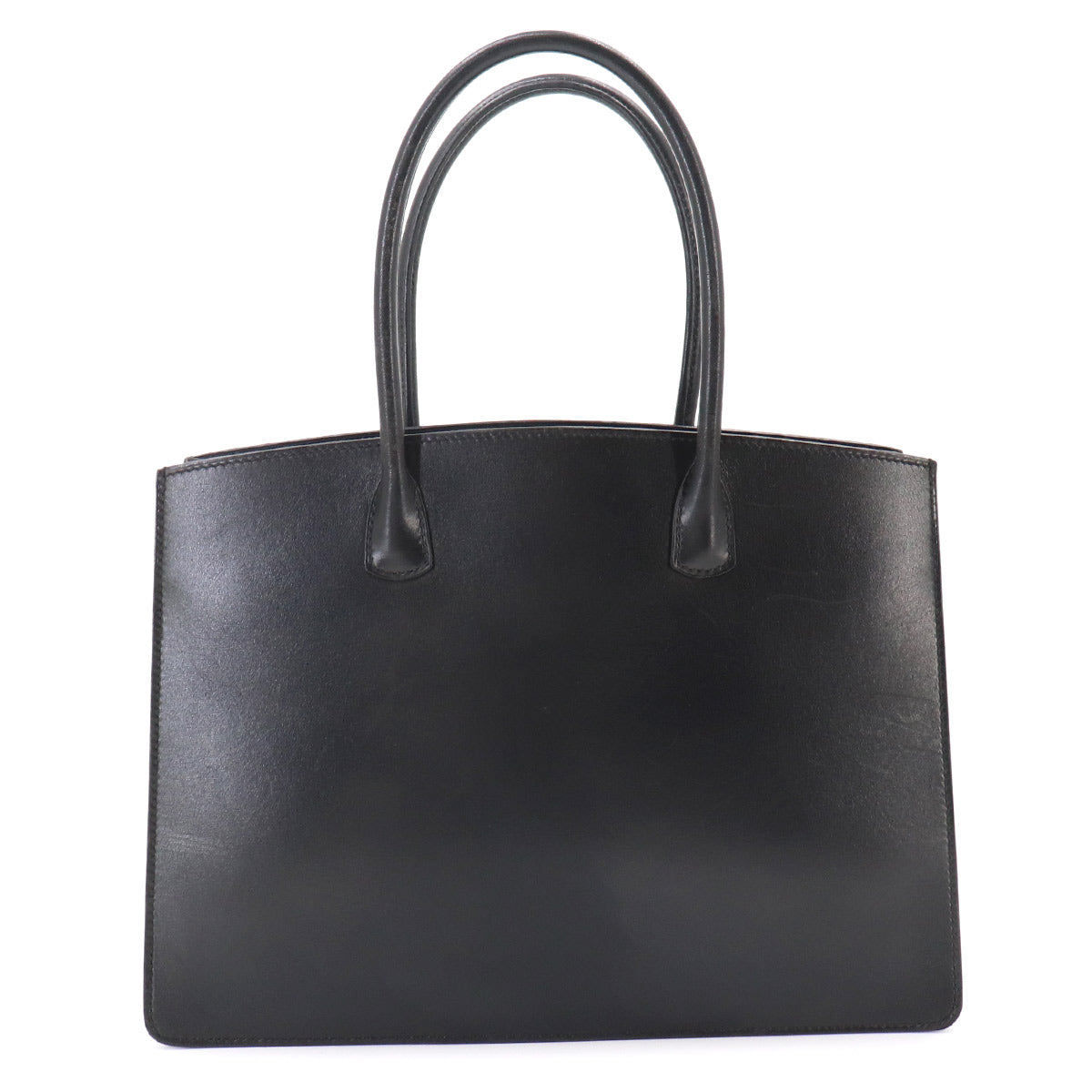 White Bass PM Tote Bag Box Calf Black Purse
