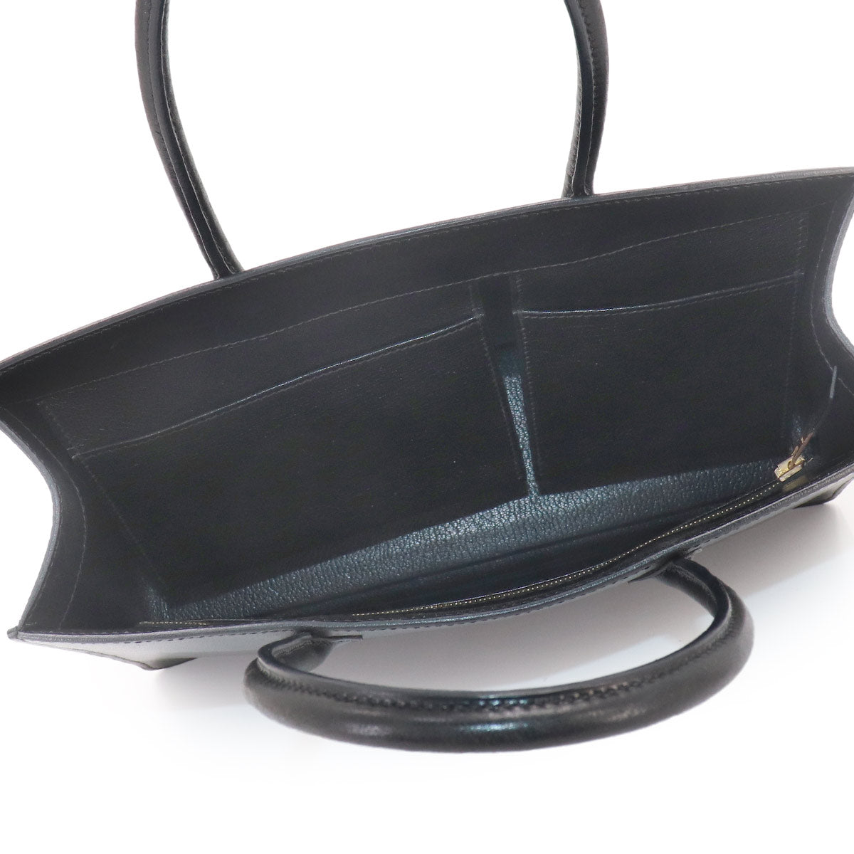 White Bass PM Tote Bag Box Calf Black Purse