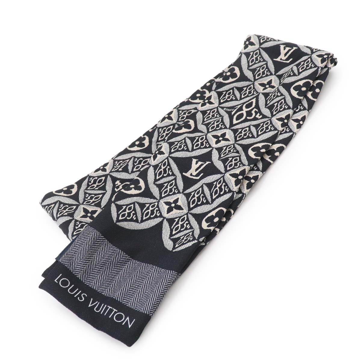 Since 1854 Bandeau Scarf Silk 100% Black White MP2825