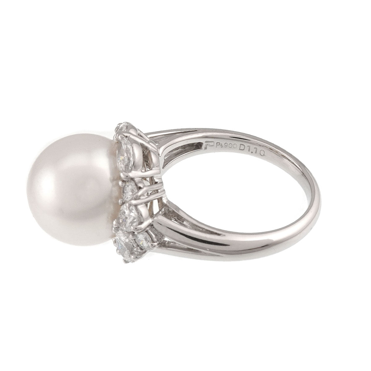 South Sea pearl 11.9mm Diamond 1.10ct Ring Platinum size6.75(US)
