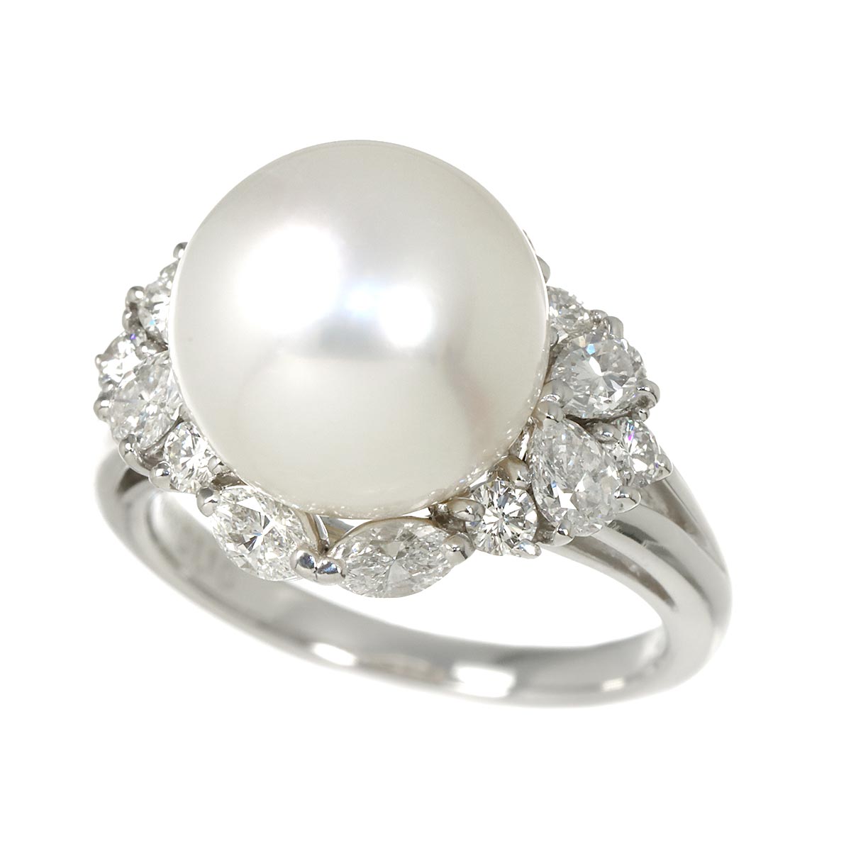 South Sea pearl 11.9mm Diamond 1.10ct Ring Platinum size6.75(US)
