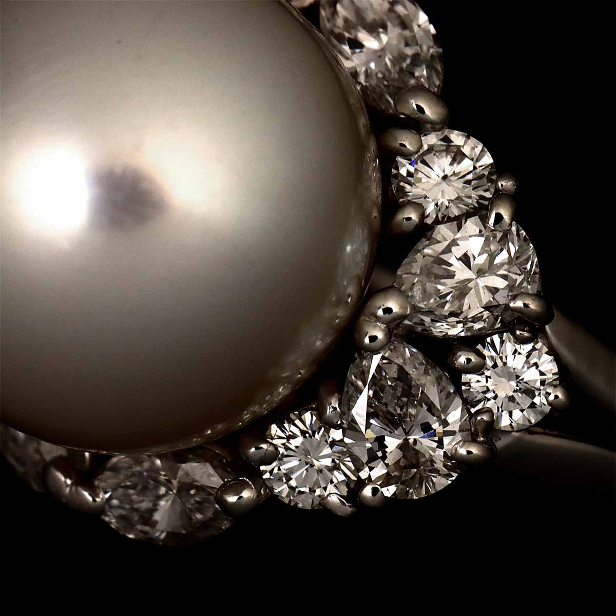 South Sea pearl 11.9mm Diamond 1.10ct Ring Platinum size6.75(US)