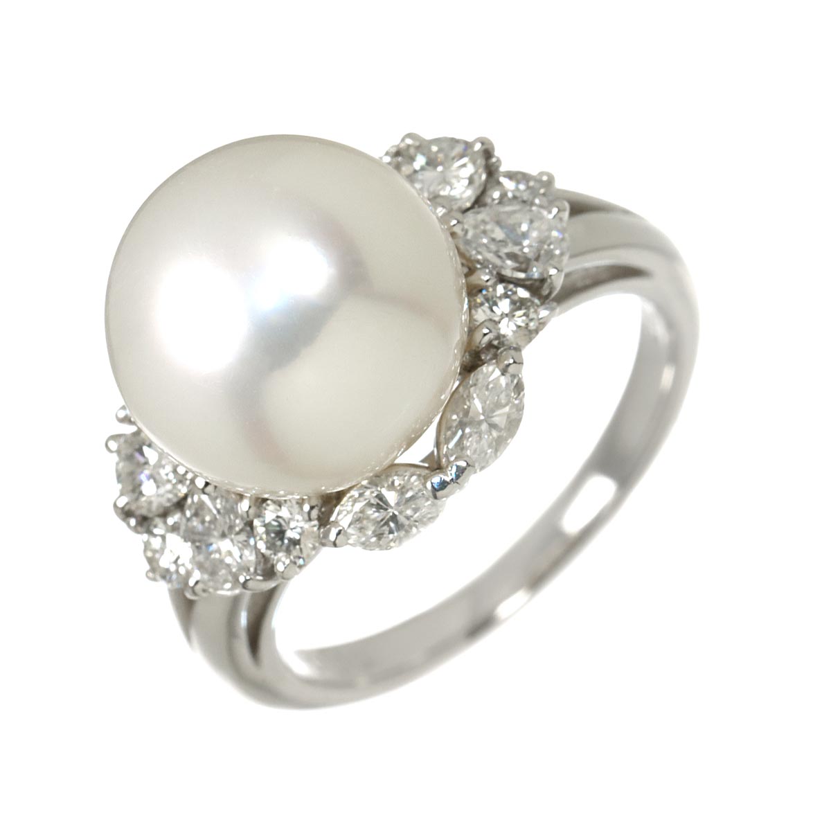 South Sea pearl 11.9mm Diamond 1.10ct Ring Platinum size6.75(US)