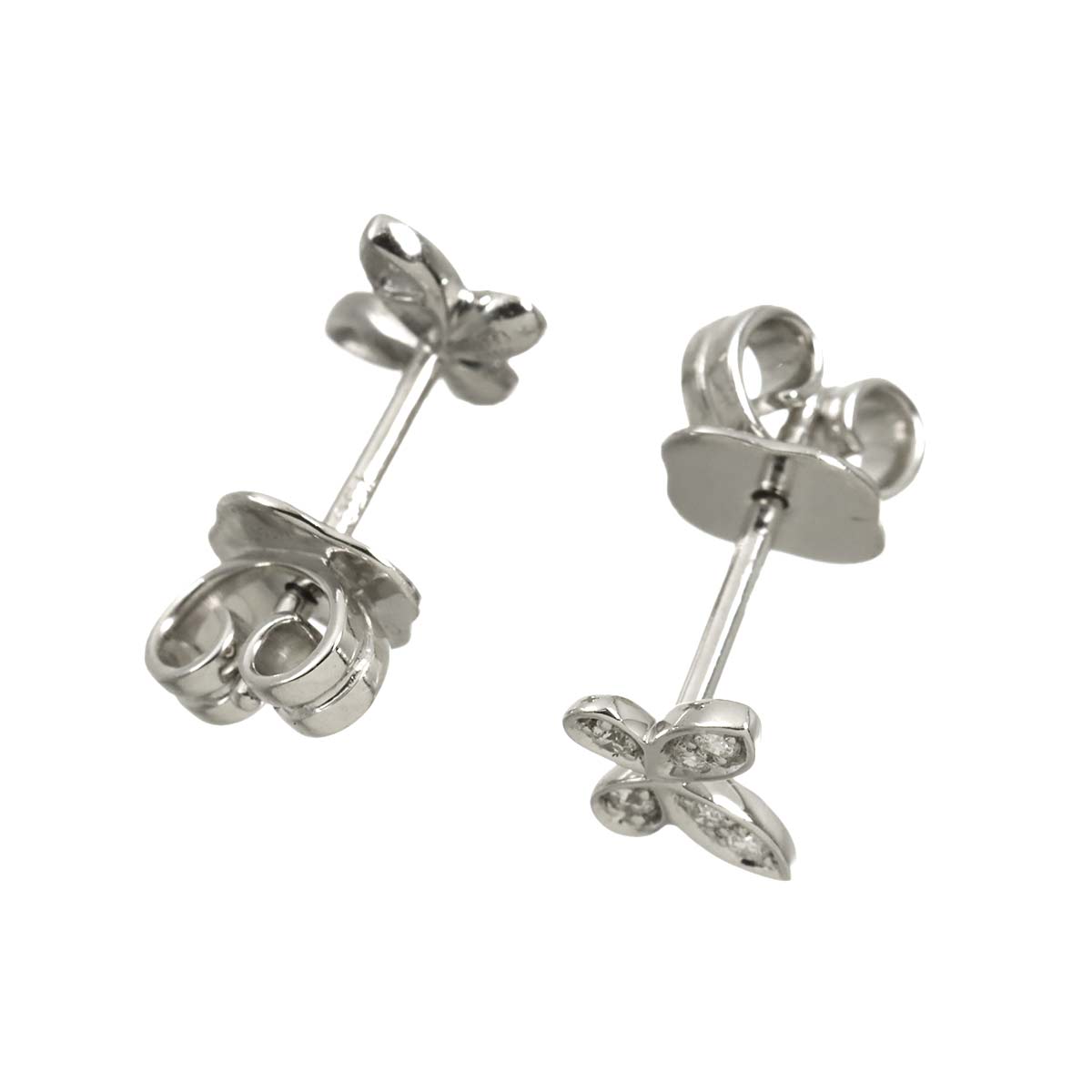 Pave butterfly Diamond Earrings Pierced 18K WG 750