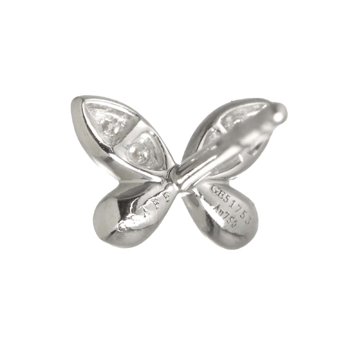 Pave butterfly Diamond Earrings Pierced 18K WG 750