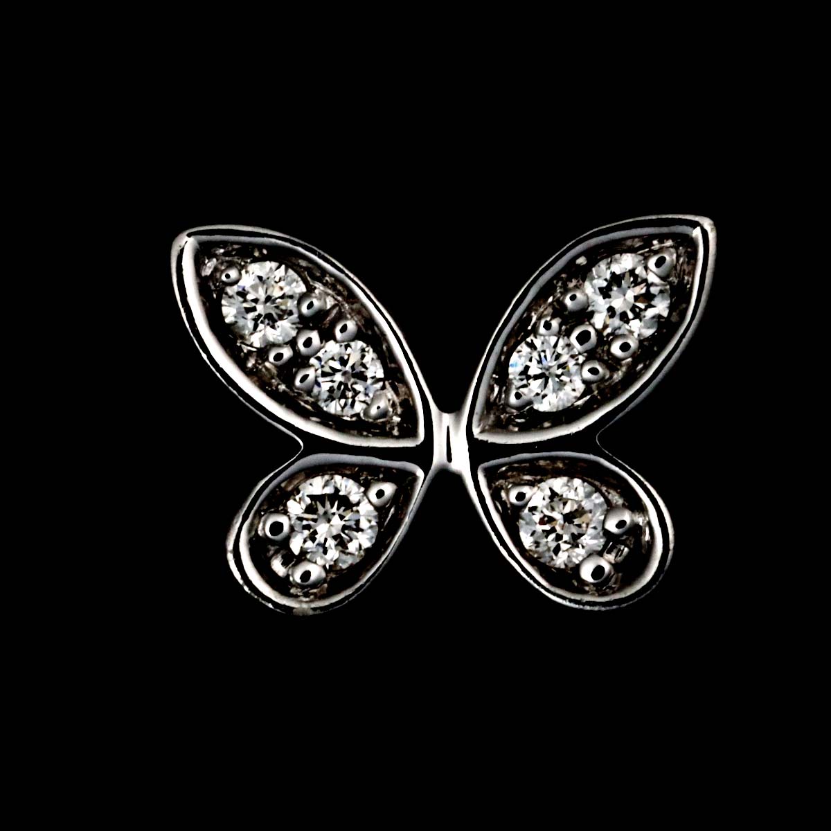 Pave butterfly Diamond Earrings Pierced 18K WG 750