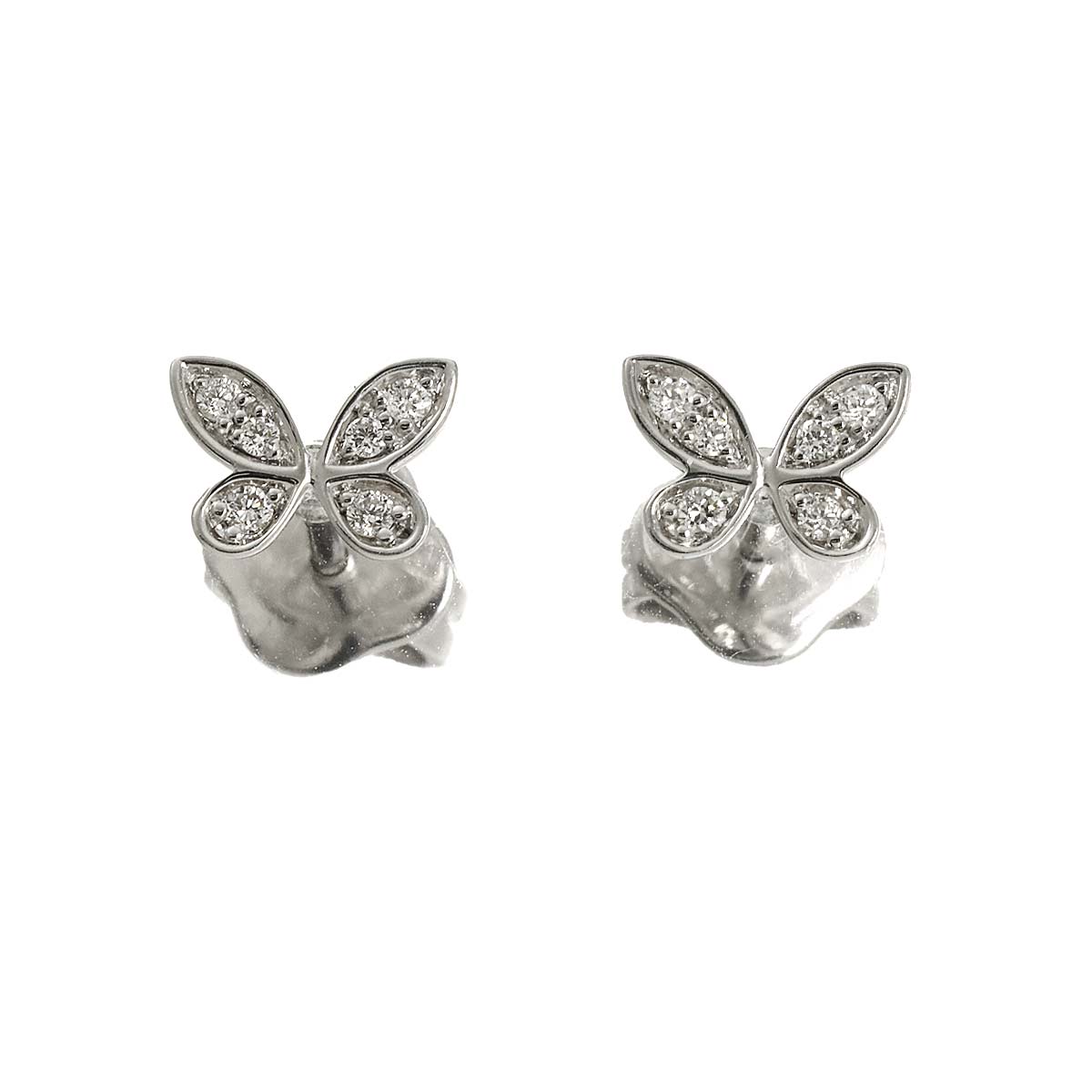 Pave butterfly Diamond Earrings Pierced 18K WG 750