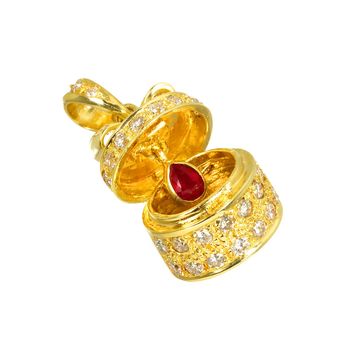 Diamond 0.64ct Ruby 0.21ct Pendant Top K18 YG 750