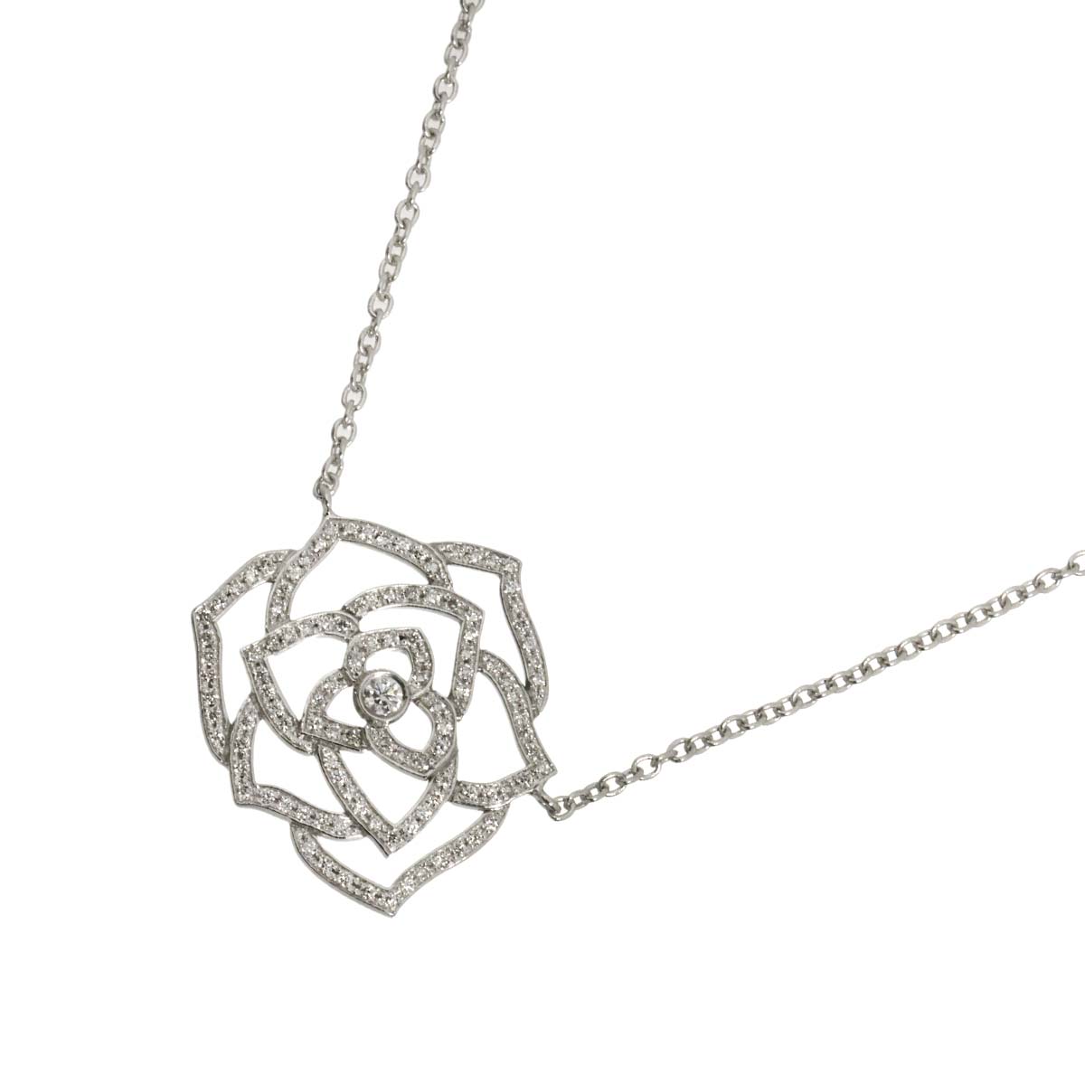 Rose Diamond Necklace 18K White Gold 750