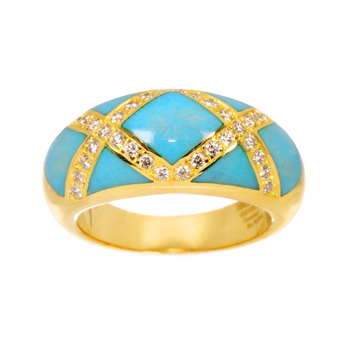 Enamel Diamond 0.34ct Ring 18K YG 750 Size6-6.25(US)