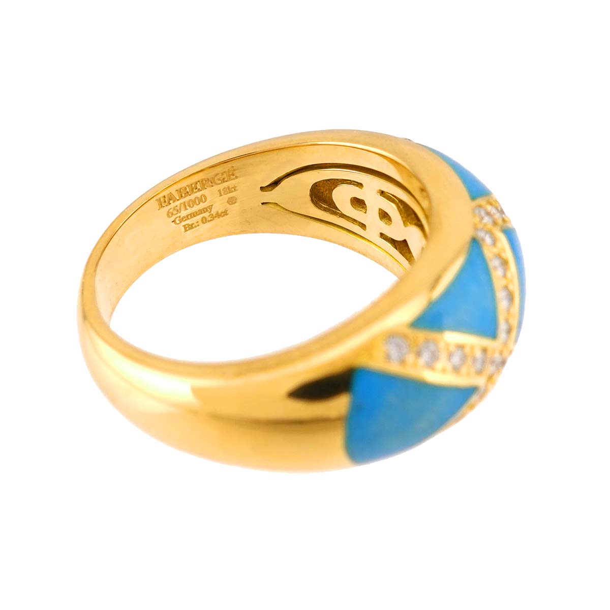 Enamel Diamond 0.34ct Ring 18K YG 750 Size6-6.25(US)