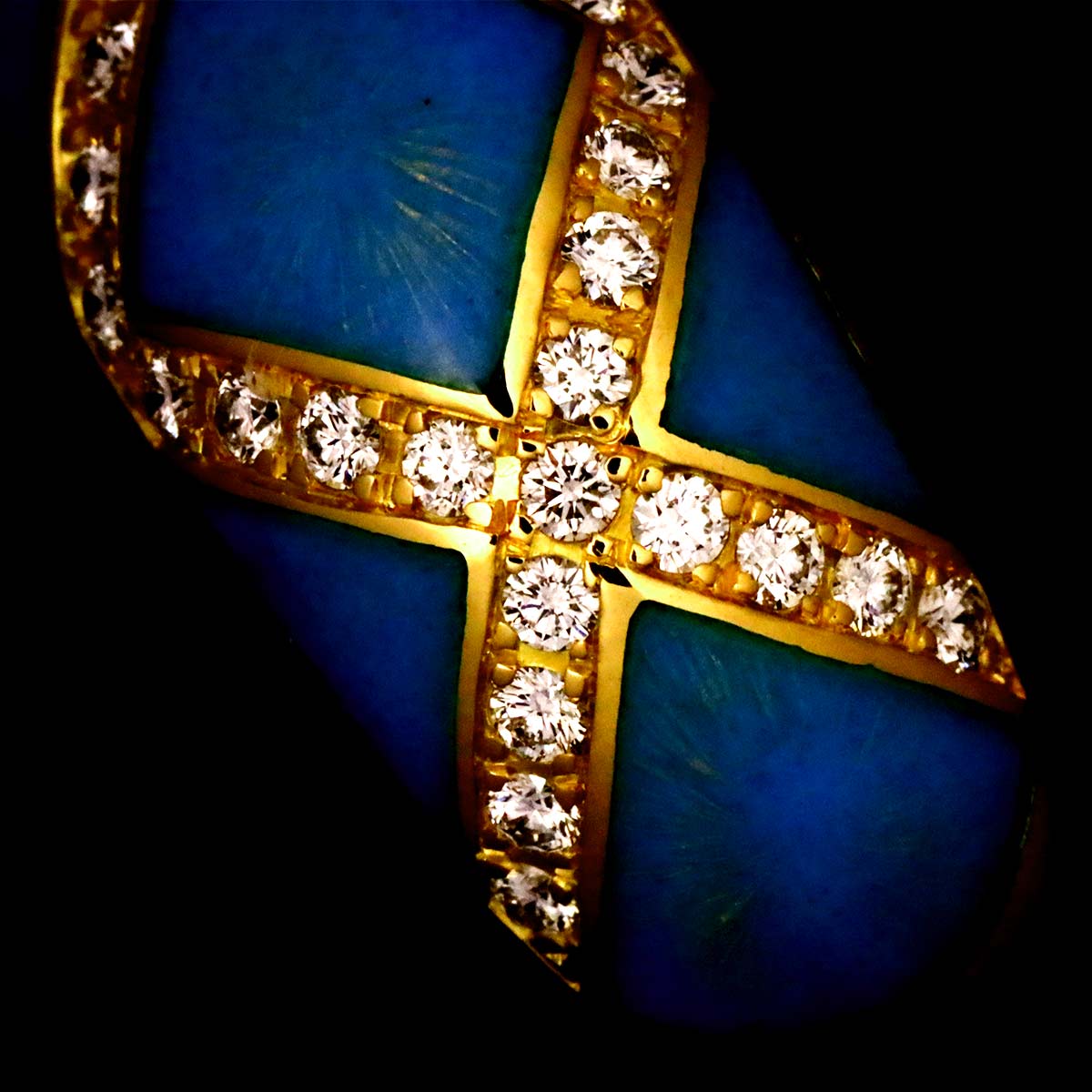 Enamel Diamond 0.34ct Ring 18K YG 750 Size6-6.25(US)