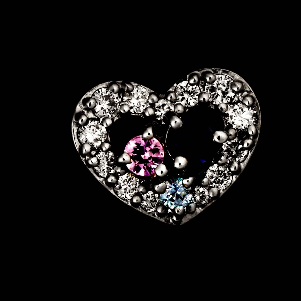 Sapphire Diamond Earrings Pierced 18K WG 750