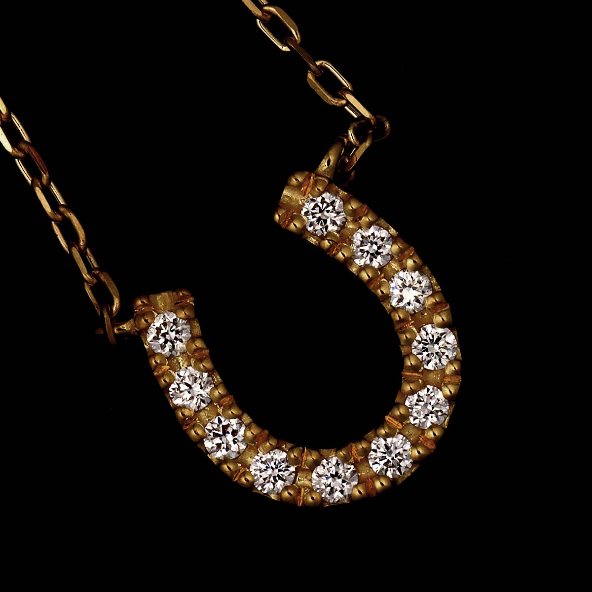 Horseshoe Diamond 0.03ct Necklace 18K YG 750