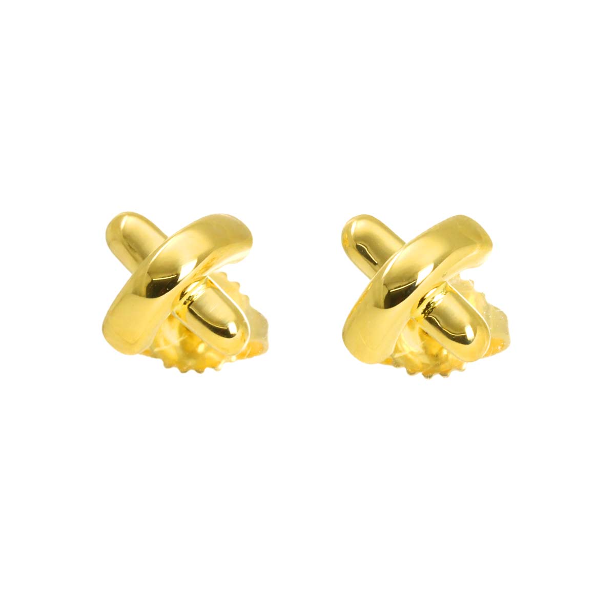 Cross stitch Earrings Pierced 18K Yellow Gold 750