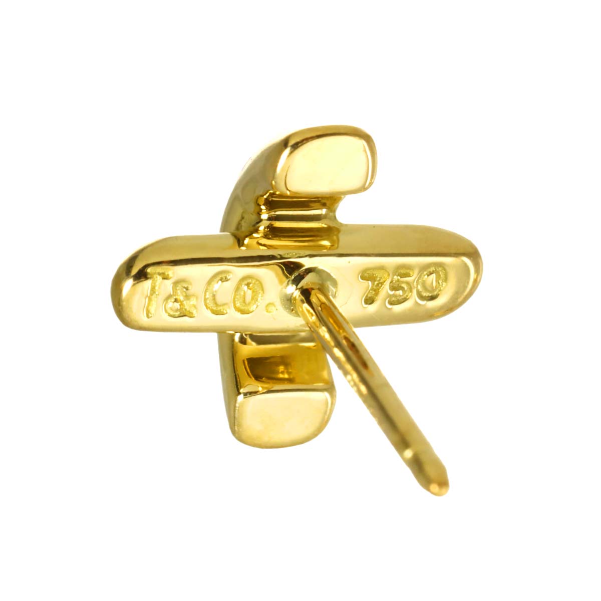 Cross stitch Earrings Pierced 18K Yellow Gold 750