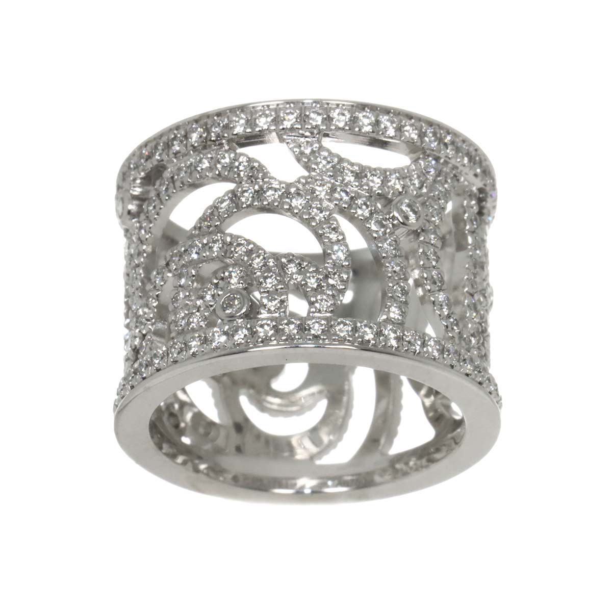 Camellia Diamond Ring 18K White Gold 750 size48 4-4.5(US)