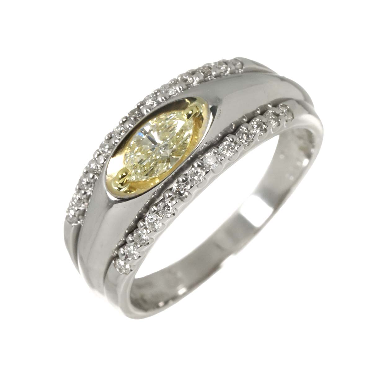 Diamond 0.422ct VLY/SI2 0.25ct Ring 18K WG Pt750 7.25-7.5(US)