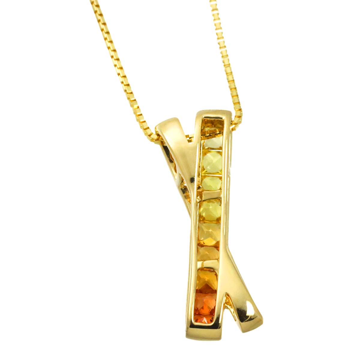 Sapphire 0.60ct Diamond 0.05ct Necklace 18K Yellow Gold 750