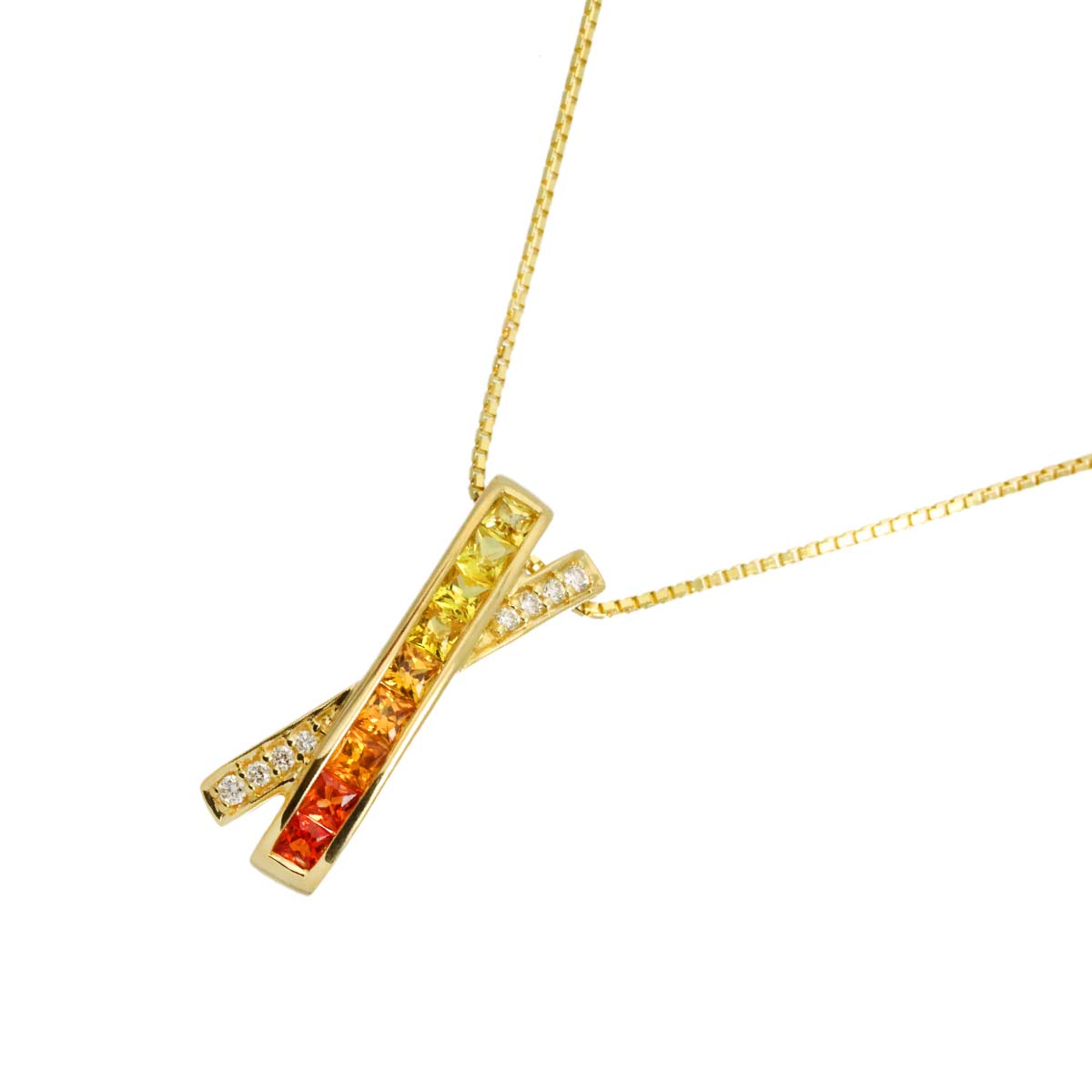 Sapphire 0.60ct Diamond 0.05ct Necklace 18K Yellow Gold 750