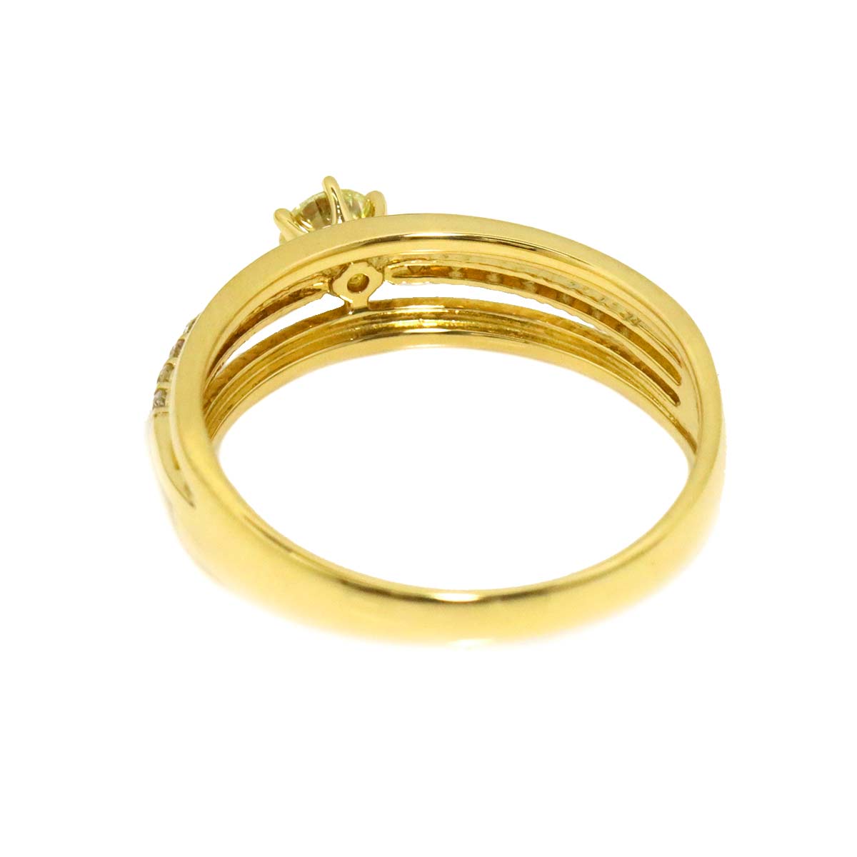Diamond 0.234ct/0.15ct Ring 18K YG Yellow Gold 750 Size7.25(US)