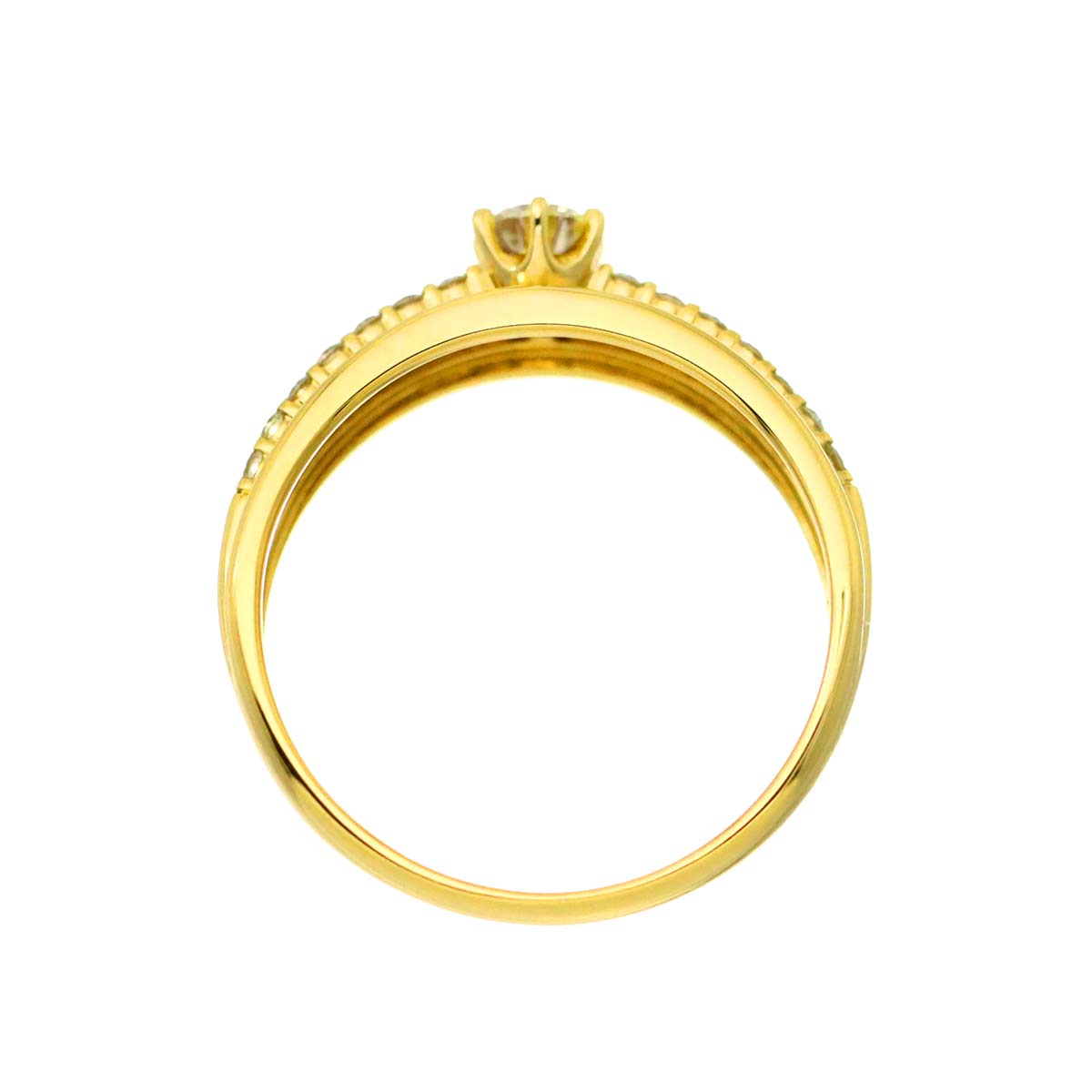 Diamond 0.234ct/0.15ct Ring 18K YG Yellow Gold 750 Size7.25(US)