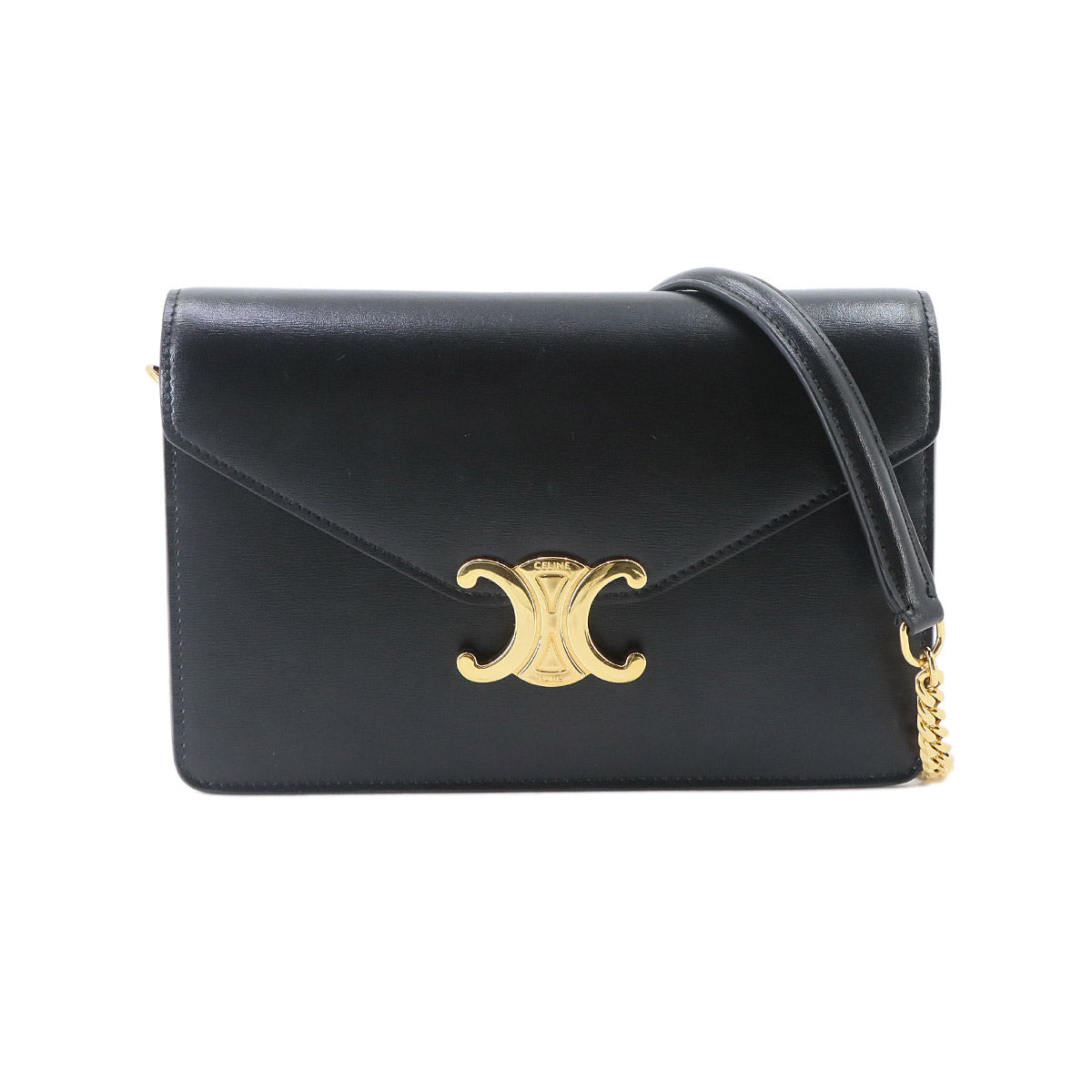 Margo Triomphe Chain Long Wallet Leather Black 10L033DPV
