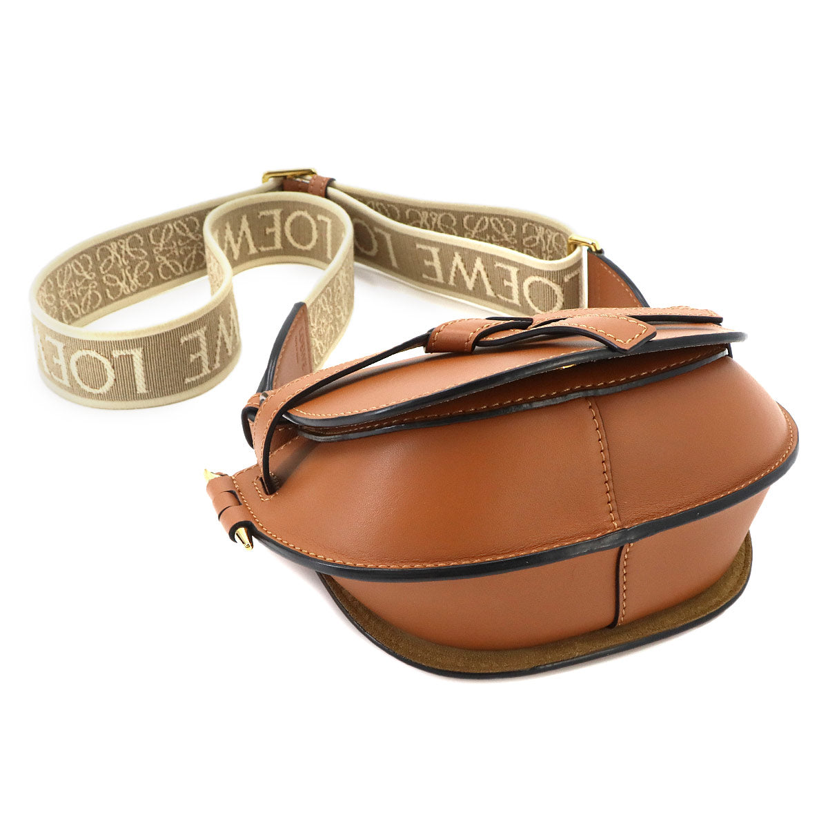 Mini Gate Dual Shoulder Bag Leather Brown Purse
