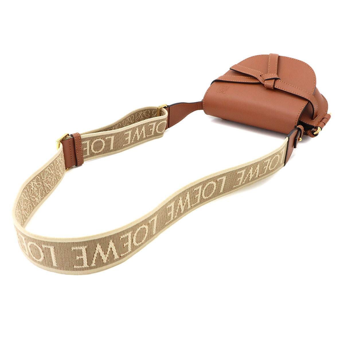 Mini Gate Dual Shoulder Bag Leather Brown Purse