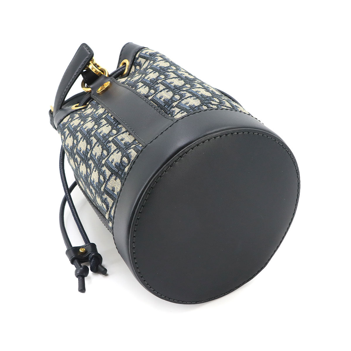 Oblique Backpack Canvas Leather Navy