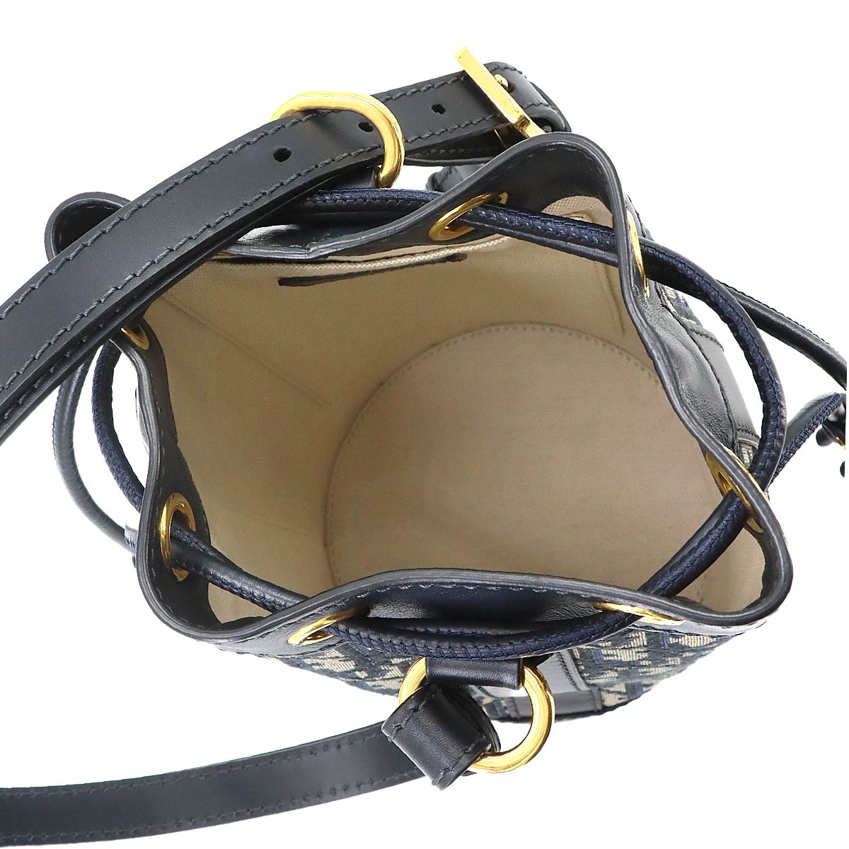 Oblique Backpack Canvas Leather Navy