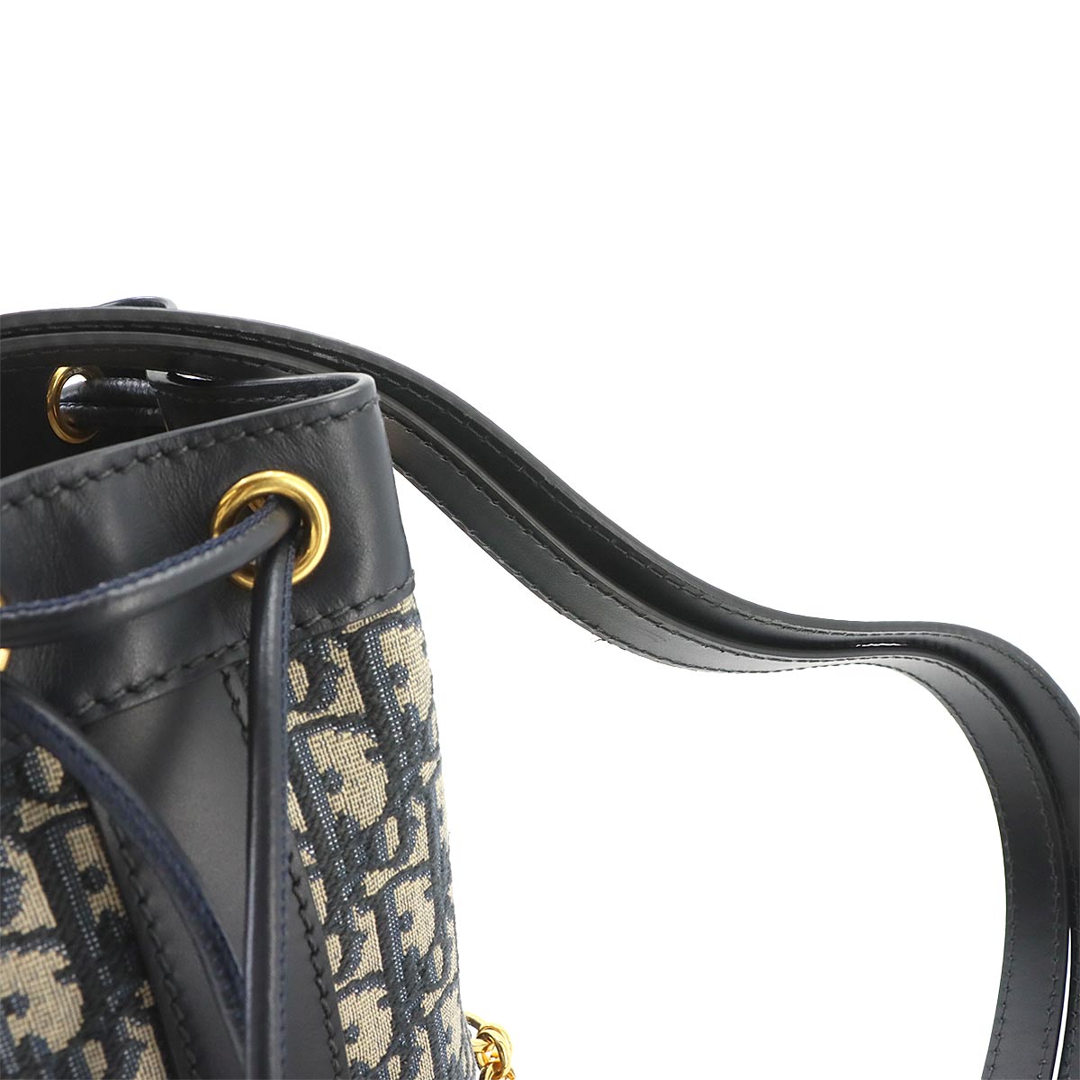 Oblique Backpack Canvas Leather Navy