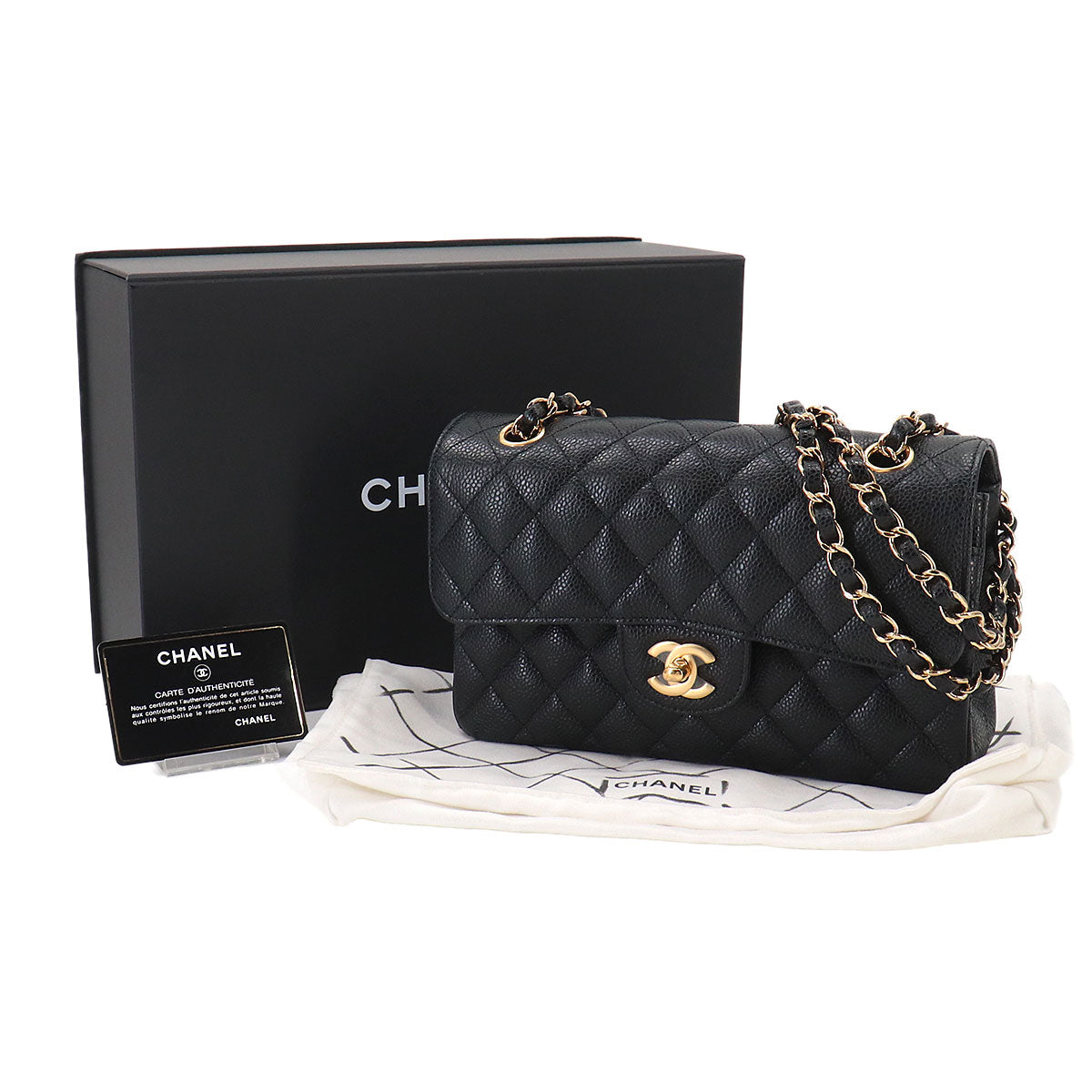Matelasse 23 Chain Shoulder Bag Leather Black A01113