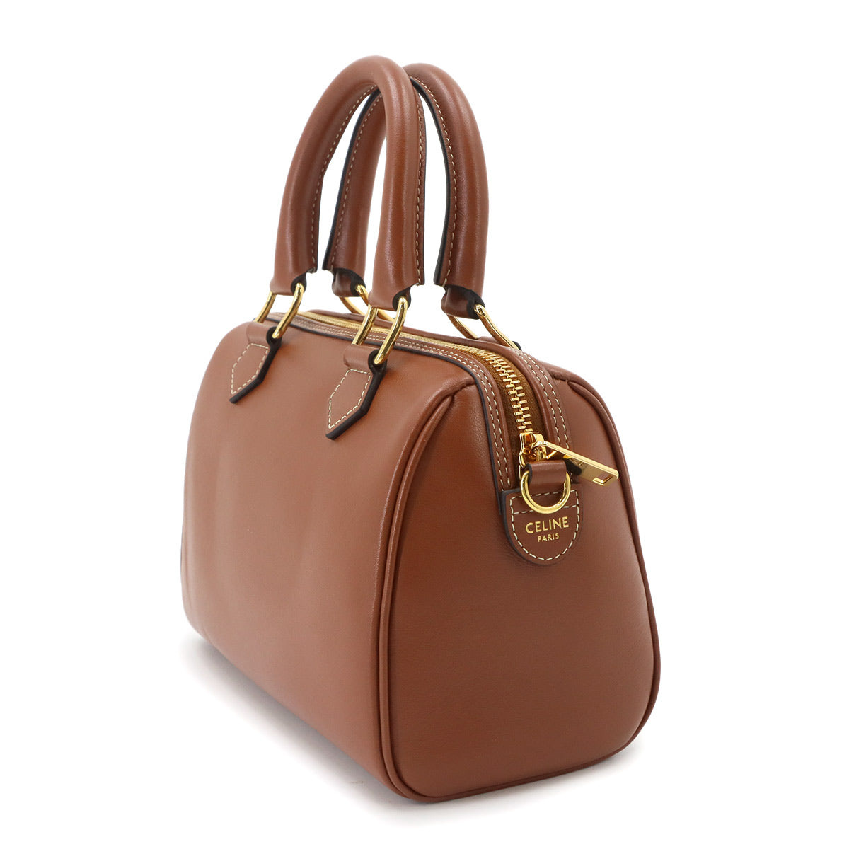 CUIR Triomphe Small Boston Hand Shoulder Bag Leather Brown