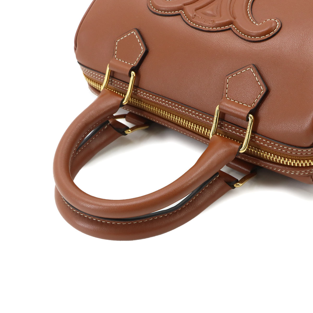 CUIR Triomphe Small Boston Hand Shoulder Bag Leather Brown