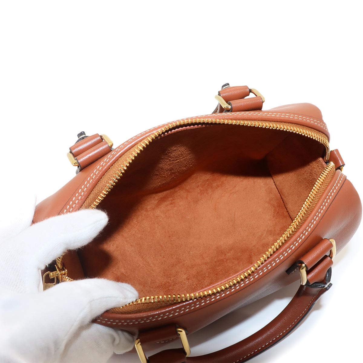 CUIR Triomphe Small Boston Hand Shoulder Bag Leather Brown